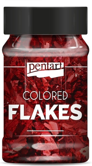 Pentart Farbige Metallische Flocken Blätter 100 ml Rot