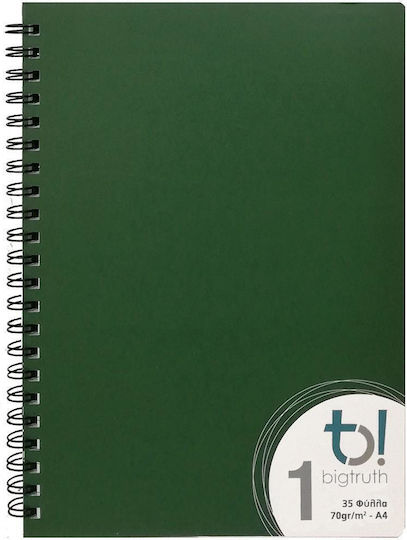 Big Spiral Caiet Cu dungi A4 35 de Foi Verde 1buc