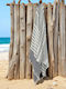 Linea Home Beach Towel Pareo Cotton Grey With Fringes 90x170cm