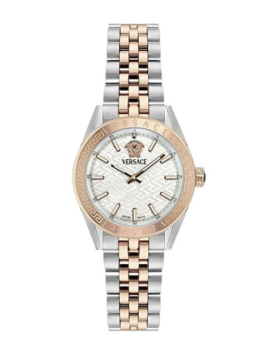 Versace V-code Lady Damen Uhr mit Rose Gold Metallarmband