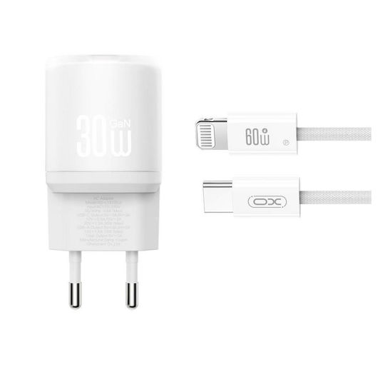 XO Ladegerät mit USB-C Anschluss und Kabel USB-C - Lightning 30W Weißs (L150)