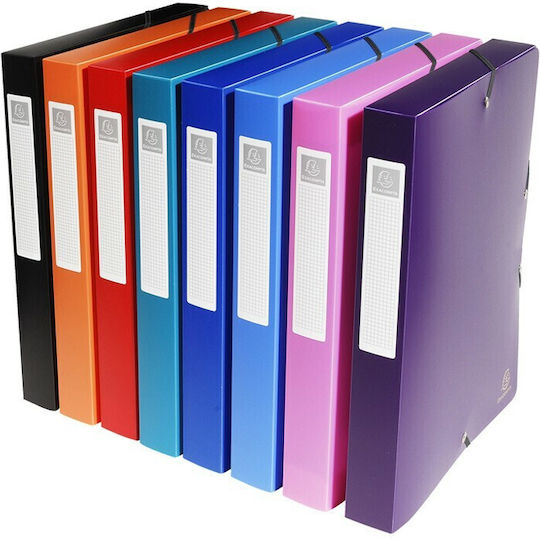 Plastic Elastic Box A4 4cm Spine 8 Assorted Colors Pack of 8 Pieces