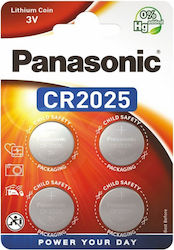 Panasonic Power Uhrenbatterien Lithium CR2025 3V 4 Stück