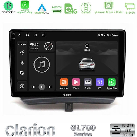Clarion Auto-Audiosystem für Ford Kurier 2015-2023 (Bluetooth/USB/WiFi/GPS/Apple-Carplay/Android-Auto) mit Touchscreen 9"