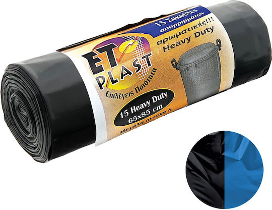 Etplast Trash Bags Heavy Duty Professional Multi-Layer Aromatic Black Blue 15 Pieces 65x85cm