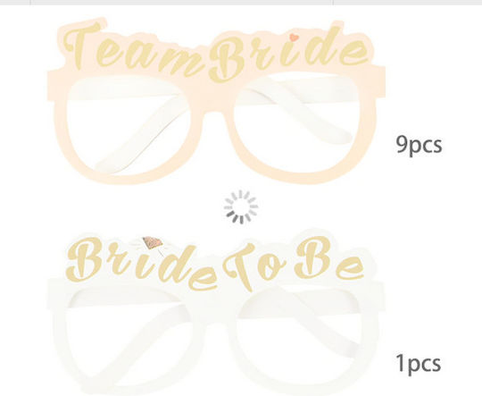 Paper Glasses “Team Bride” 10pcs 9 Rose Gold 1 White