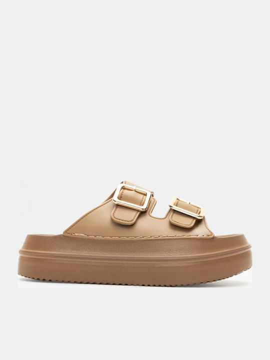 Luigi Γυναικεία Σανδάλια Flatforms Καφέ
