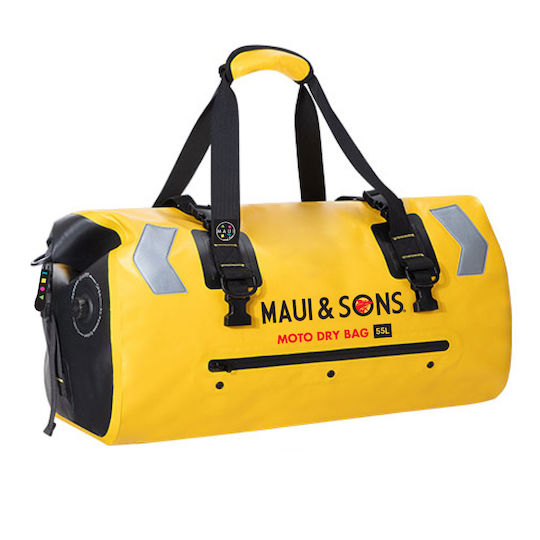 Στεγανό Σακίδιο Ουράς Μοτοσικλέτας 55lt Roll Top Ιμάντες Πλάτης Ανακλαστική Ταινία 55l 46x25x38cm Μαui & Sons 2740 Κιτρινο