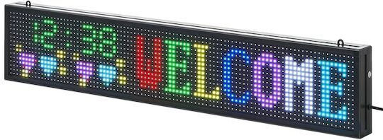 Semn luminos LED programabil 16x96 Px Bluetooth USB P10 Full Color IP65 aluminiu ABS 990x190x55 mm
