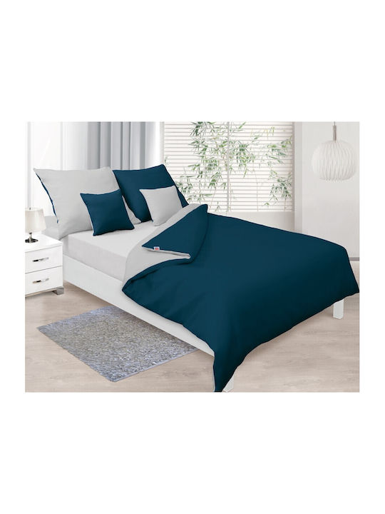 Matex Duvet Cover Set Cotton Single with Pillowcase 140x200 Teal/gray