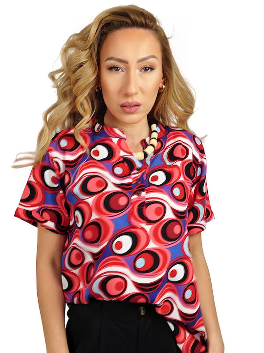 Kurzärmelig Damen Hemd Colorful Druck