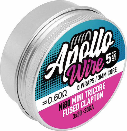 Apollo Ni80 Tri Core Fused Clapton 3x30ga+36ga 0.6ohm 5 Coils