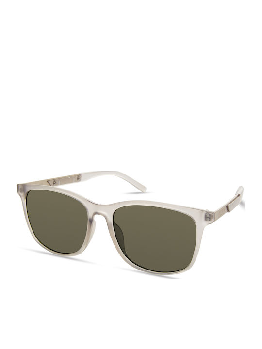 Unisex Sunglasses with Silver Horn-Rimmed Frame