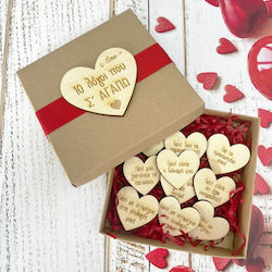 Holzherzen 10 Gründe, warum ich dich liebe, mit Box 12 x 12 cm