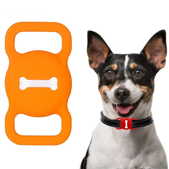 Protective Cover Pet Collar Case Silicone for AirTag in Orange color