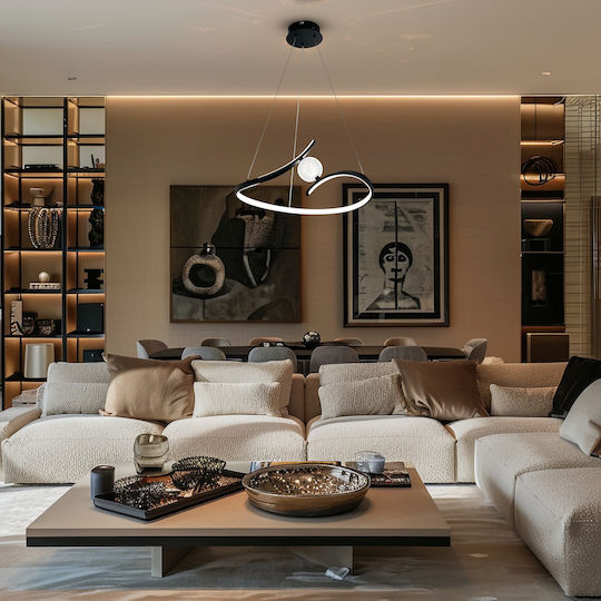 Eko Light Κρεμαστό Φωτιστικό Μαύρο LED με Φυσικό Λευκό Φως