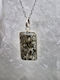 Quartz Necklace with Green Tourmaline Inclusions, Silver Bezel, Steel Chain, 24 cm Length