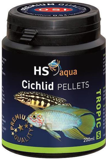 Τροφη Κιχλιδων Πελλετ Αναμικτα Hs Aqua Food Cichlid Pellets S 200 Ml