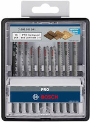 Set de lame pentru fierăstrău Bosch cu prindere tip T, pentru lemn tare și laminat, 83 mm, 10 bucăți