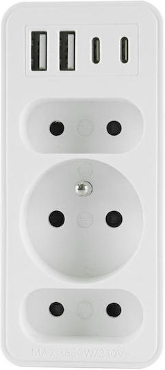 Plastrol Steckdosenleiste mit USB-A und 2 USB-C ohne Kabel