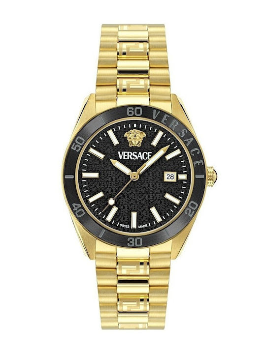Versace V-dome Ανδρικό Ρολόι Μπαταρίας με Μαύρο...
