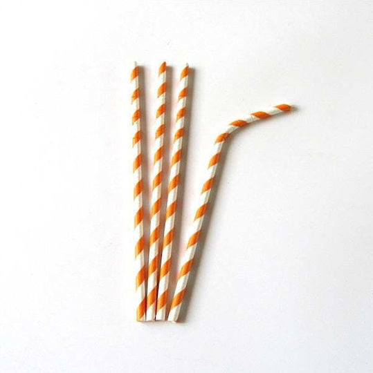 Paper Straws Set/35 Flexible 60x210mm Orange