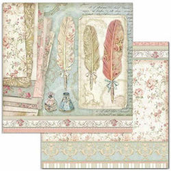 Χαρτί Scrapbooking Διπλής Όψεως Φτερά Λουλούδια 30.5x30.5cm Stamperia