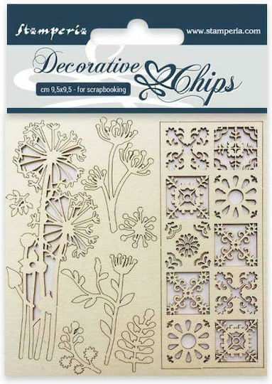 Dekorative Chipboard-Blumenmuster 9,5x9,5 cm Stamperia