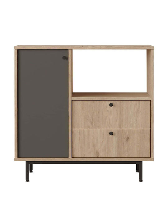 Sideboard made of Wood & Metal Oak-anthracite 88x35.5x85cm