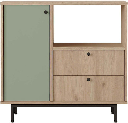 Μπουφές από Ξύλο & Μέταλλο Oak-green 88x35.5x85cm
