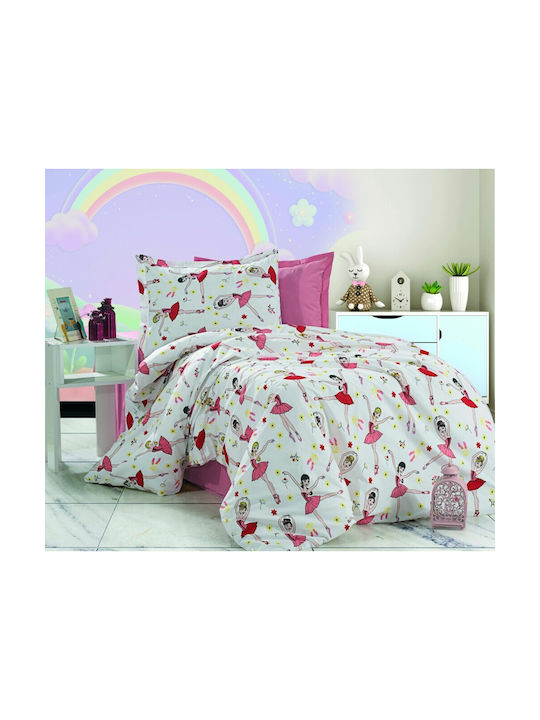 MayHome Sheet Set Double with Elastic Band Cotton Pink 140x200cm