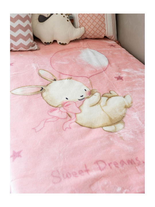 Sunshine Blanket Cot Velvet Pink 110x140cm