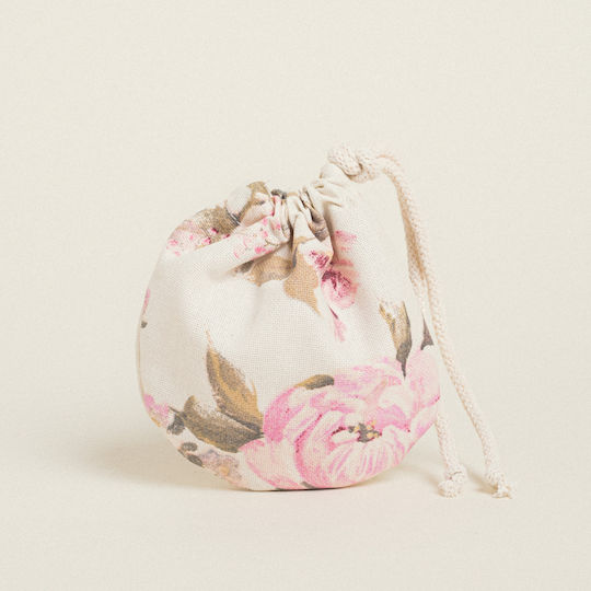 Beauty Home Floral Fabric Pouch for Gift Ecru 13x14cm
