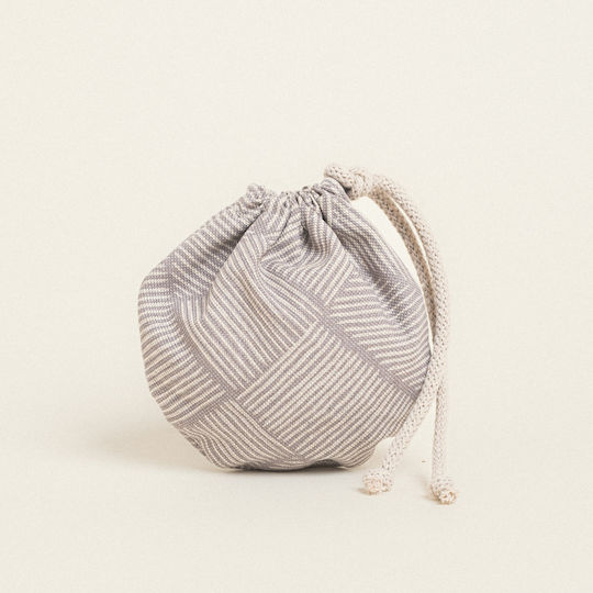 Beauty Home Diagonal Lines Fabric Pouch for Gift Beige 13x14cm