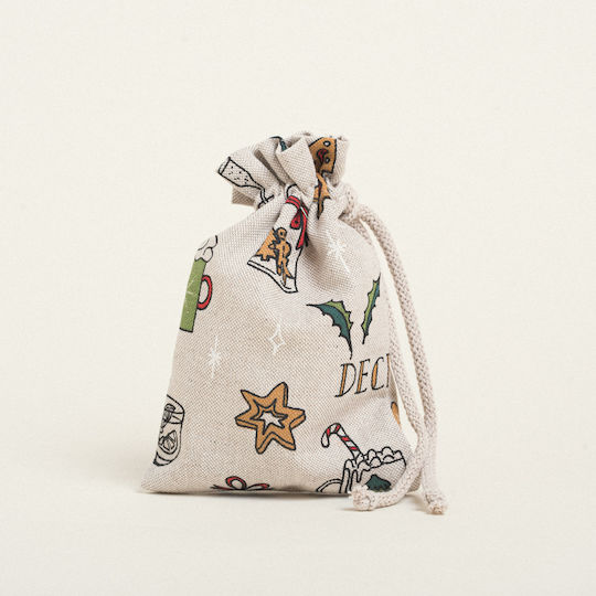 Beauty Home Fabric Christmas Pouch for Gift Green 12x17cm.