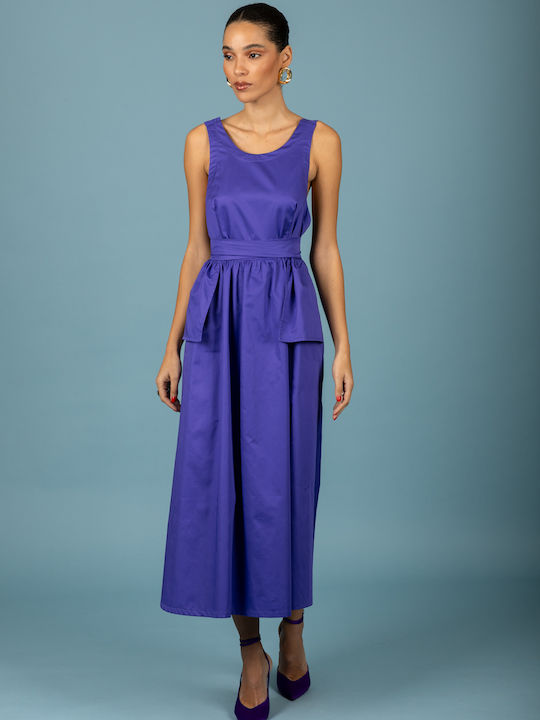 Summer Midi Dress for Wedding Christening Purple