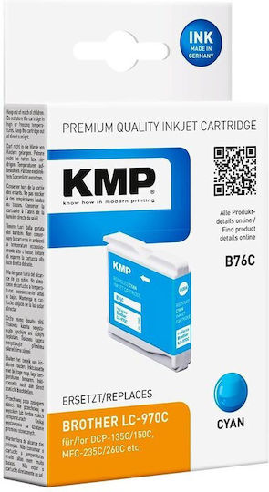 KMP Πακέτο Συμβατών Μελανιών Εκτυπωτή InkJet Brother LC-970C Κυανό 1τμχ