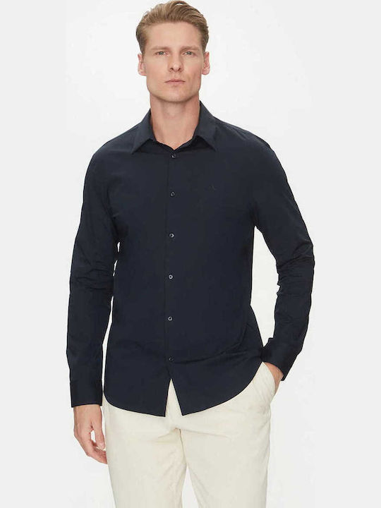 Calvin Klein Long-sleeved Cotton Shirt Dark Blue
