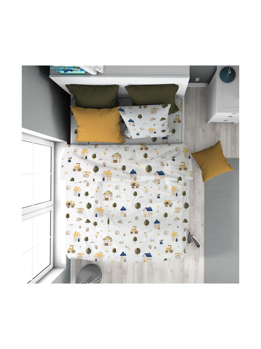 Dimcol Kids Duvet Cover Single Cotton White-gre...