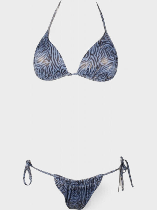 Set Bikini με Αφαιρούμενη Ενίσχυση Animal Print Μπλε