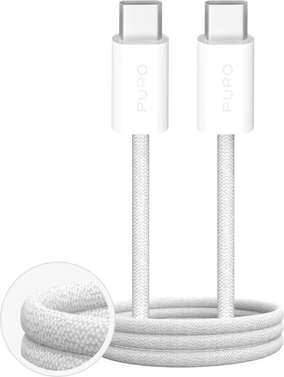 Puro Braided USB 2.0 Cable USB-C male - USB-C 60W Λευκό 2m