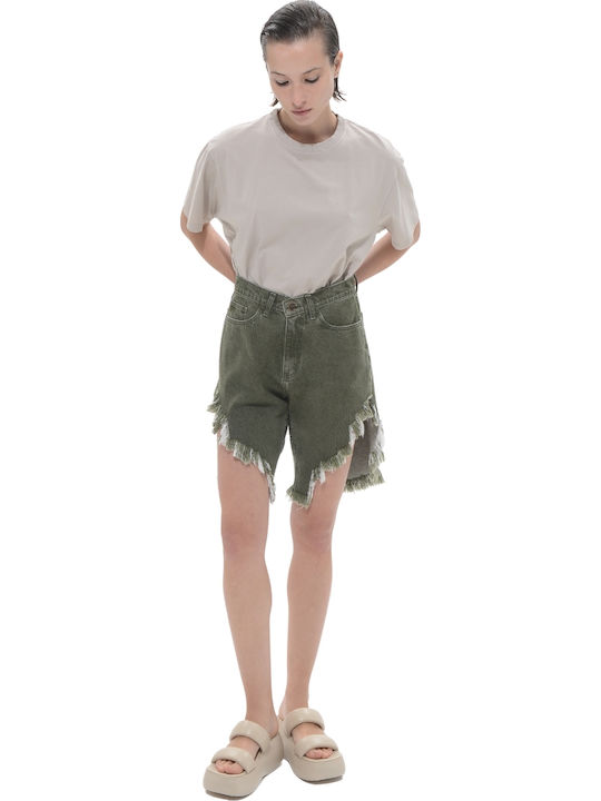 Sac Co Women's Jean High-waisted Shorts Khaki 105/25KH