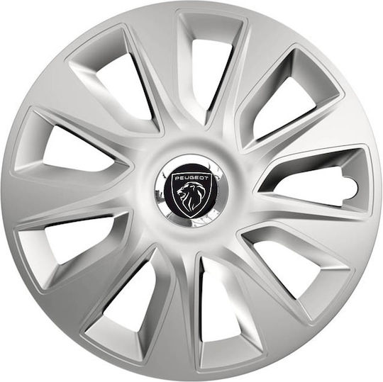 Versaco Car Hubcap Set with Peugeot Emblem 13" 4pcs Silver