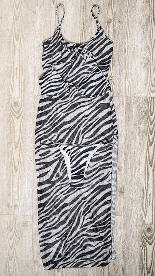 Ophelia's Dream Lingerie Zebra Set Swimwear Maxi Dress 10mp5098