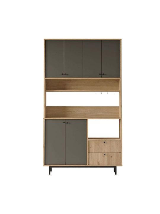 Sideboard made of Wood & Metal Black 120x35.5x205cm