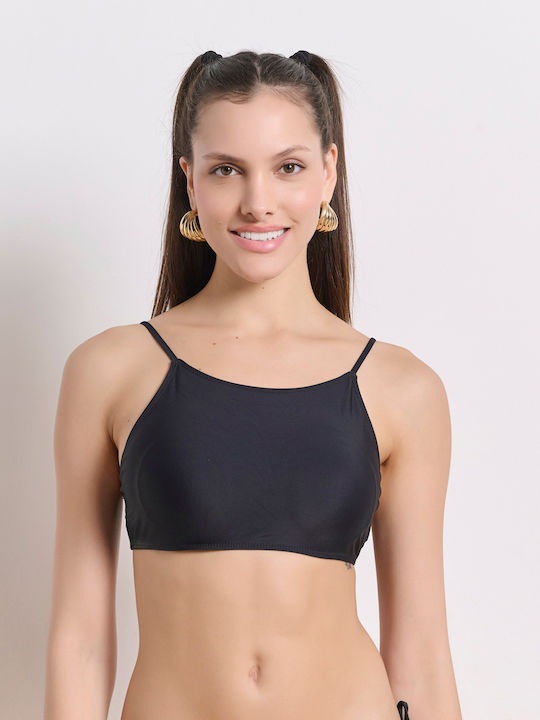 Sports Bra Bikini Top with Adjustable Straps Black