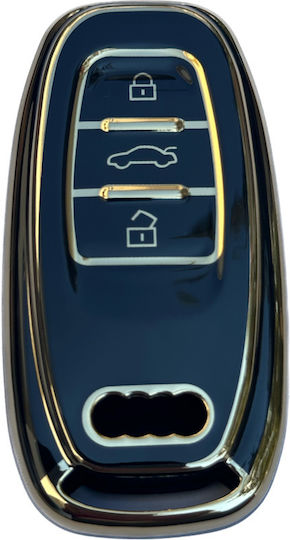 Husă de protecție premium pentru cheie Audi compatibilă cu A4 A6 A5 A7 A8 Q5 Q7 S4 S5 S6 S8 RS5 RS6 RS7 telecomandă smart 3 butoane material TPU moale negru auriu Luvlu