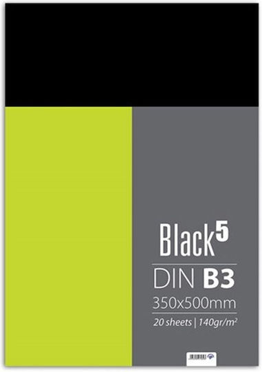 Glued Sketch Pad No5 35x50 Black 140gsm