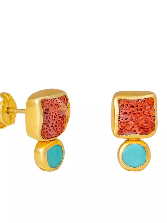 Earrings made of Silver Gold Plated with Stones