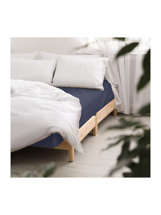 Darymex Σεντόνι Υπέρδιπλο με Λάστιχο 160x200εκ. Dark Navy